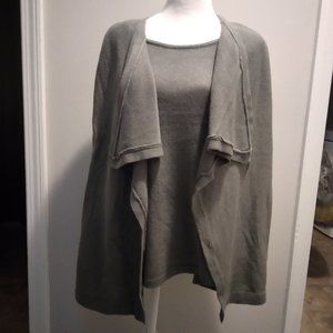 Sag Harbor Women's 3/4 Sleeve Waterfall Front 2fer, Shipyard, XL